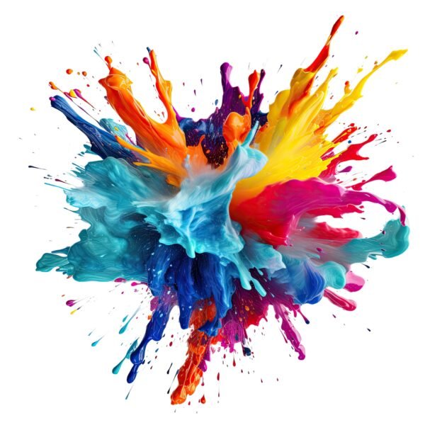 A color explosion of paint splashing, isolated on white, transparent background