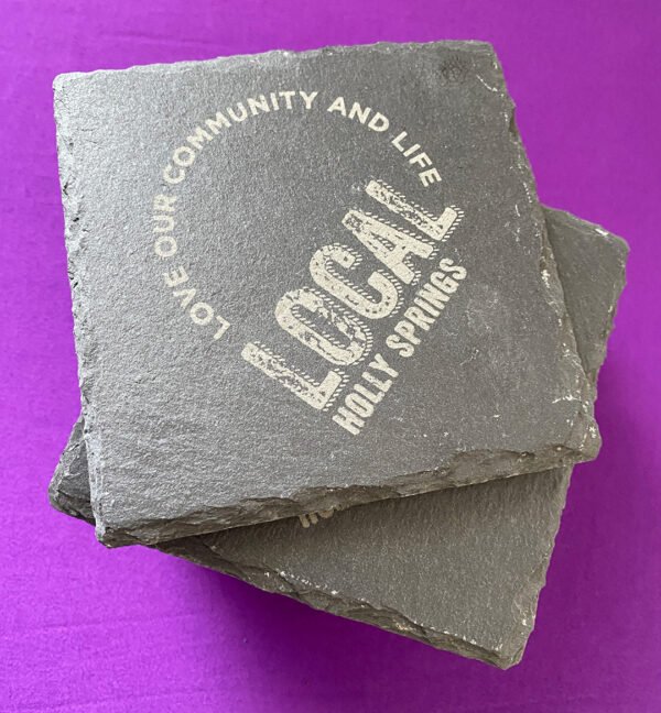 Slate coaster engraved with LOCAL