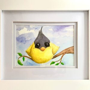 framed goldfinch watercolor