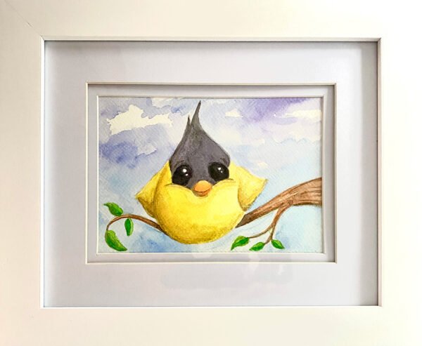 framed goldfinch watercolor